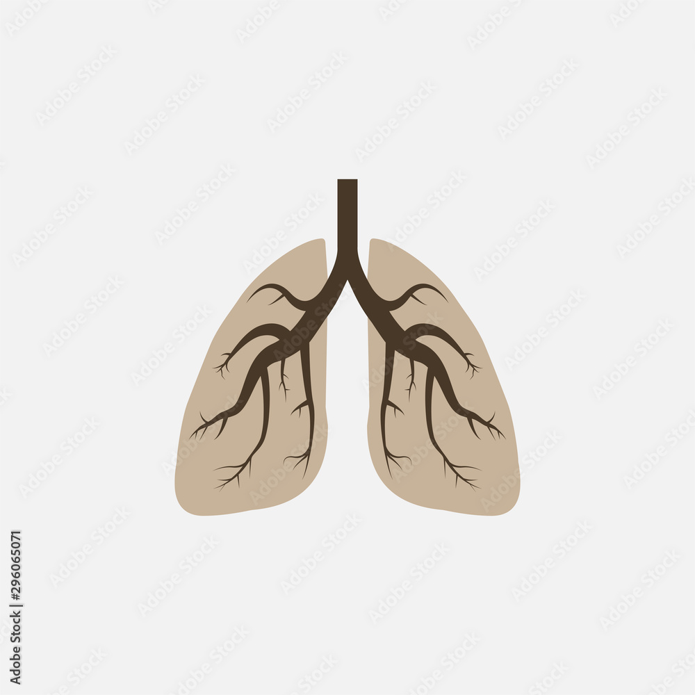Lungs, medical icon. Vector illustration, flat design.