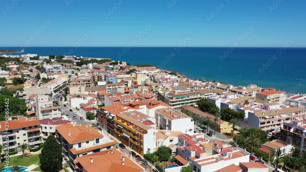 Aerial video from drone of Alcossebre town, Spain Aerial video from drone of Alcossebre town, Spain