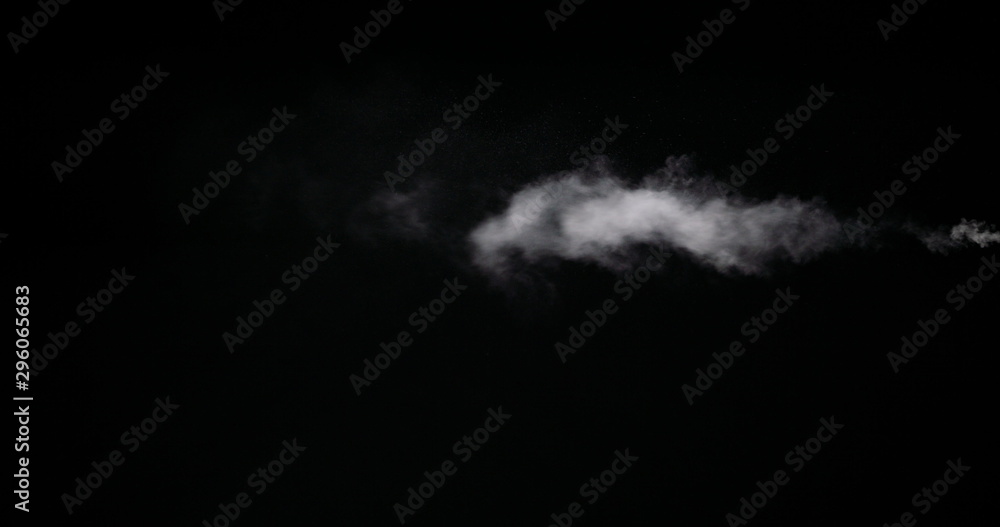 Fototapeta Real white smoke isolated on black background with visible droplets