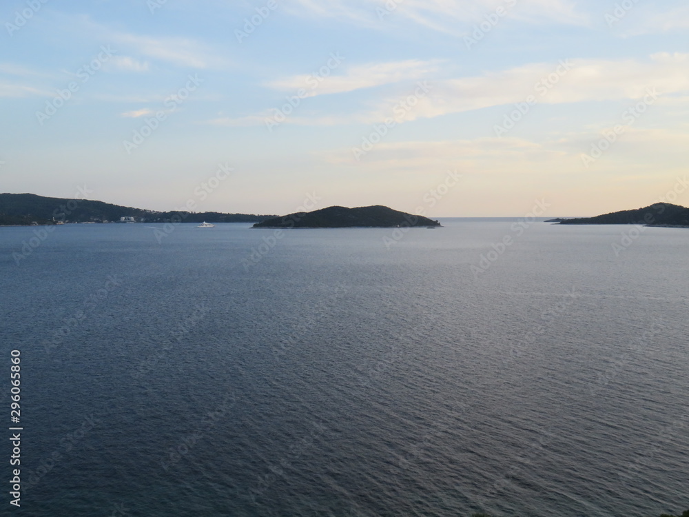 Sea panorama mediterranean islands on horizon
