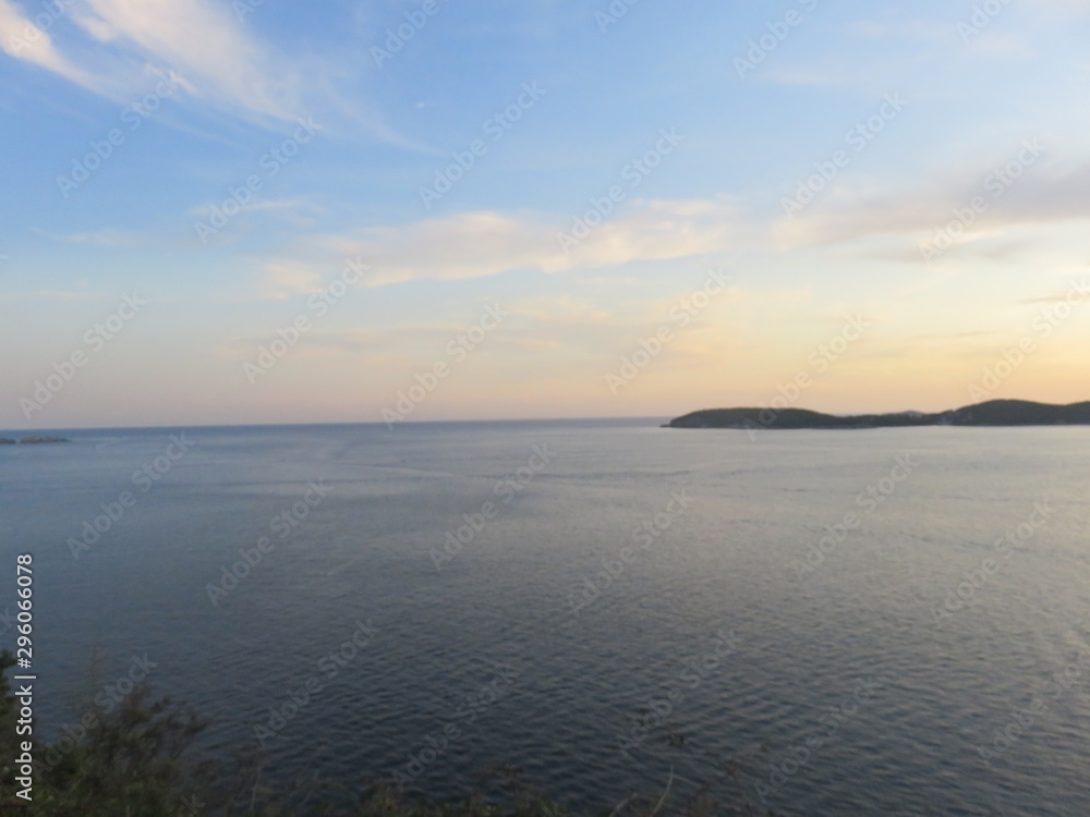 Coastal line with beach and islands - sea panorama