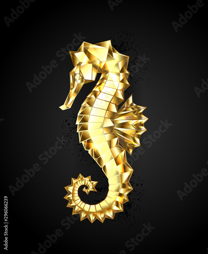 Gold polygonal seahorse