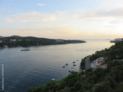 Sea panorama mediterranean islands on horizon and sea strait