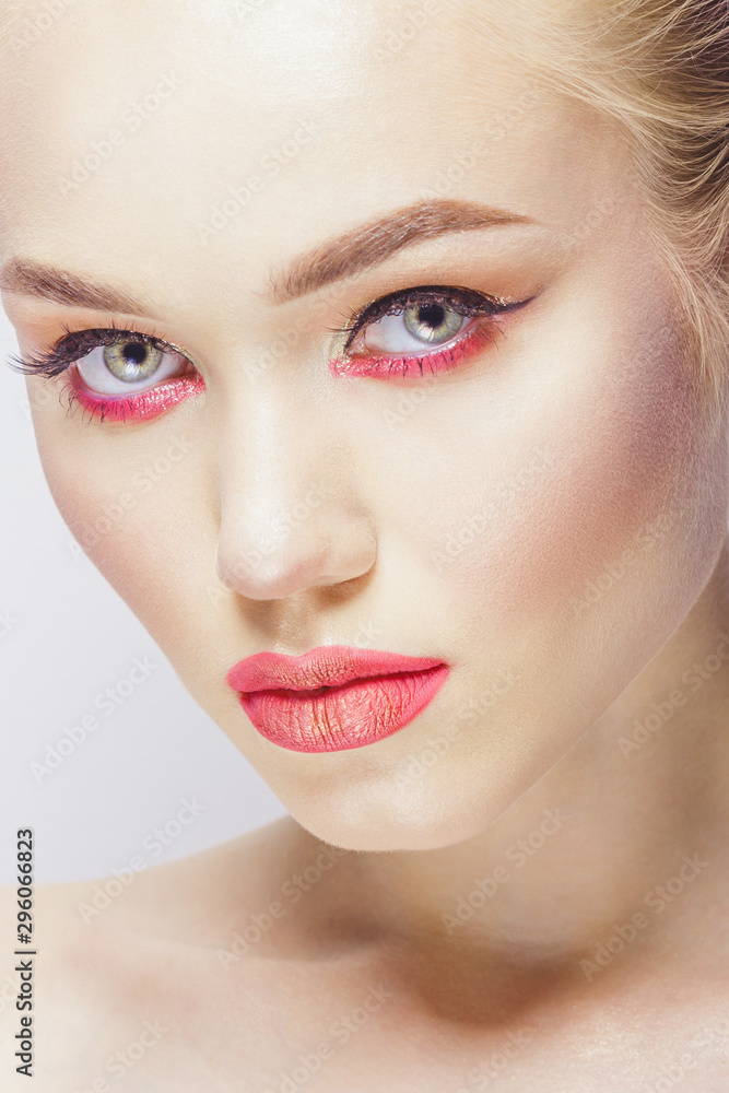 Portrait of beautiful woman with make up, studio shoot Portrait of beautiful woman with make up, studio shoot