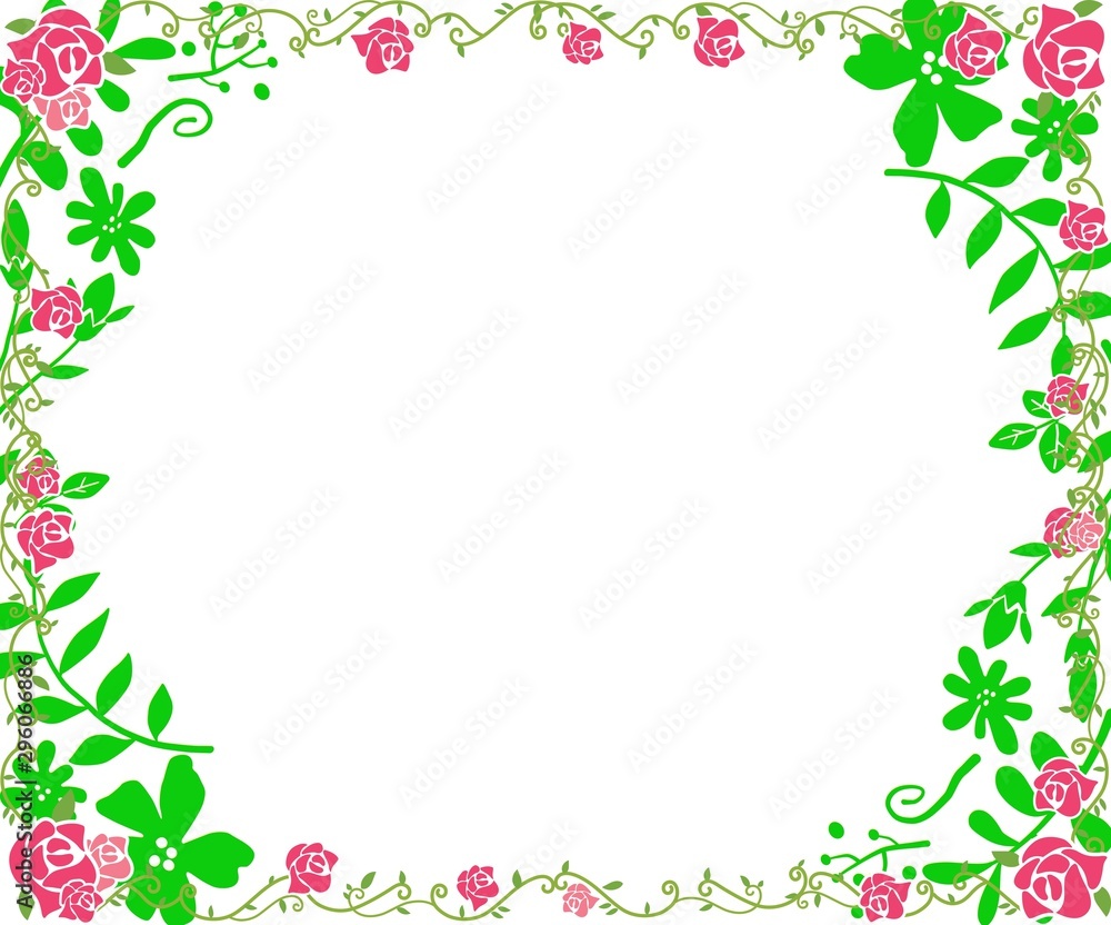 illustration style pink flower frame with white background hand drawn illustration style pink flower frame with white background hand drawn