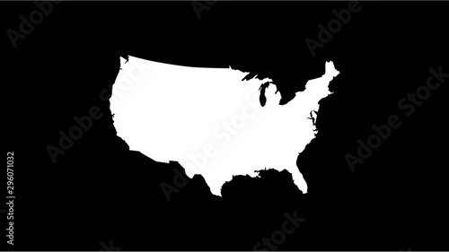 Simple United States white map on black background, vector, illustration