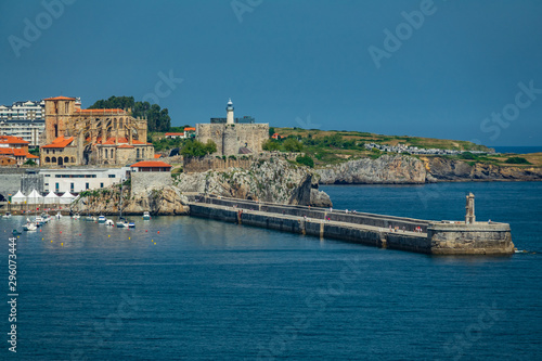 Wallpaper Mural Castro Urdiales breakwater and downtown with cathedral Torontodigital.ca