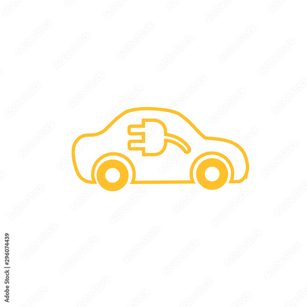 Electric Car isolated icon vector illustration. Flat icon electric car inspired symbol logo design. Vector. Stock vector illustration isolated on white background.