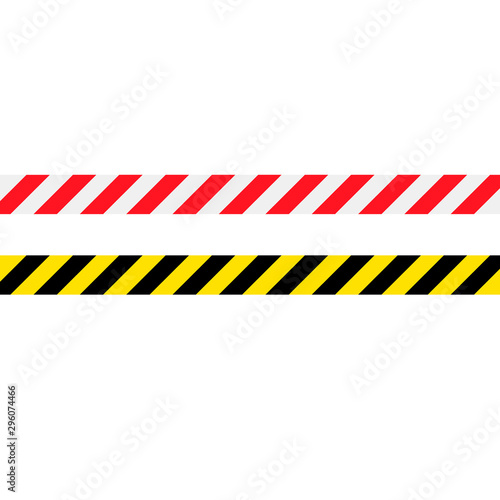 Barricade tape. Signal tape. Warning. Flat style. Vector illustration