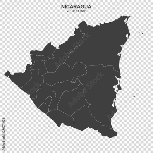 political map of Nicaragua isolated on transparent background