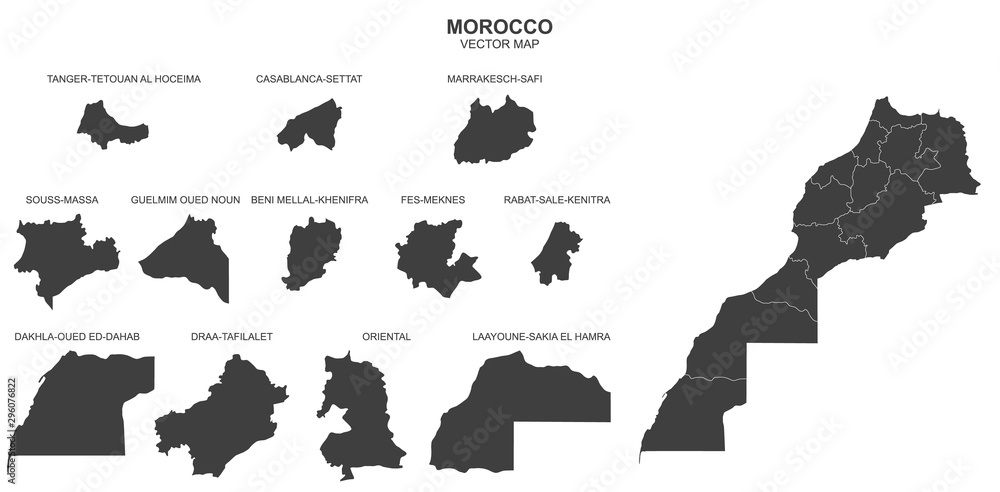 political map of Morocco isolated on white background