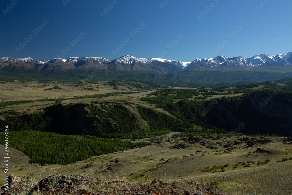 Snow capped mountains of the Chuysky Range, Altai Republic, Russia