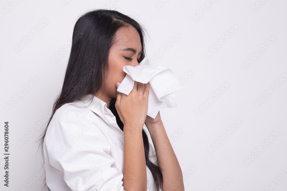 Young Asian woman got sick and flu. Young Asian woman got sick and flu.