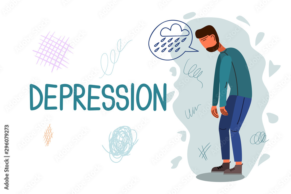 Depression hand drawn banner vector template Depression hand drawn banner vector template