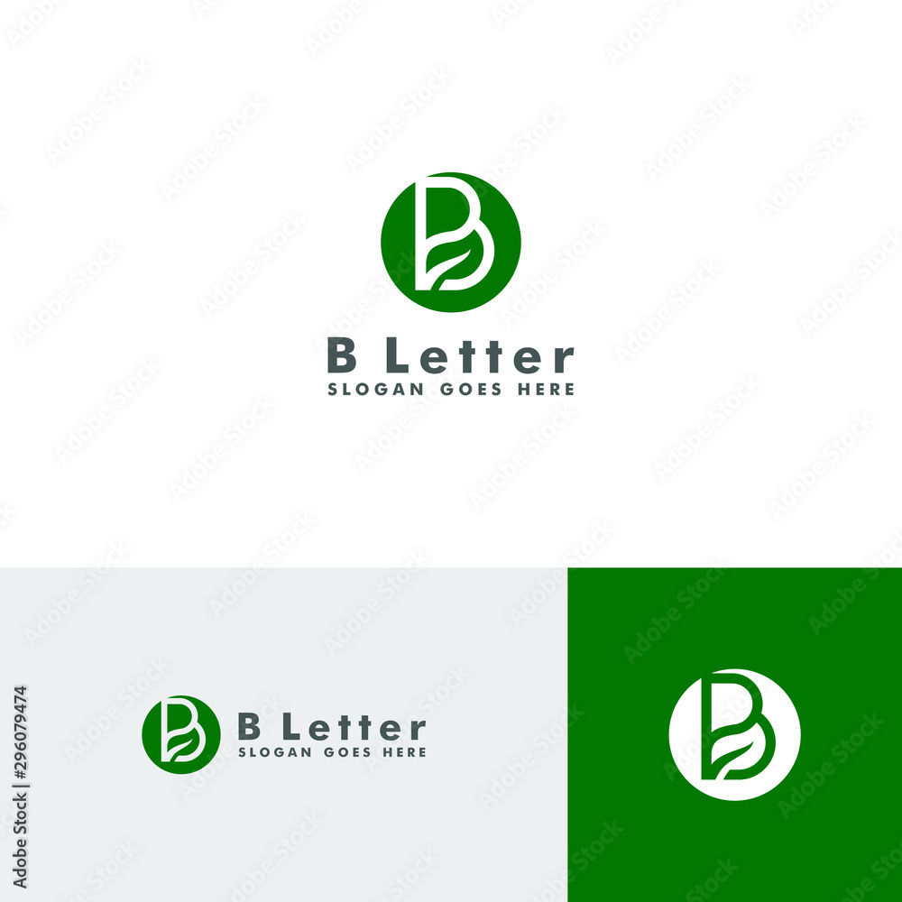 Fototapeta premium Letter B logo, leaf icon design vector