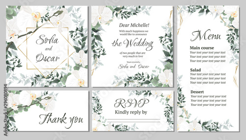 set of invitation cards for wedding 