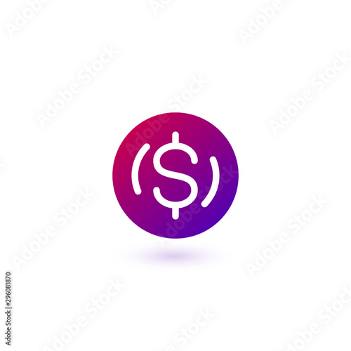 Dollar sign in purple butto...
