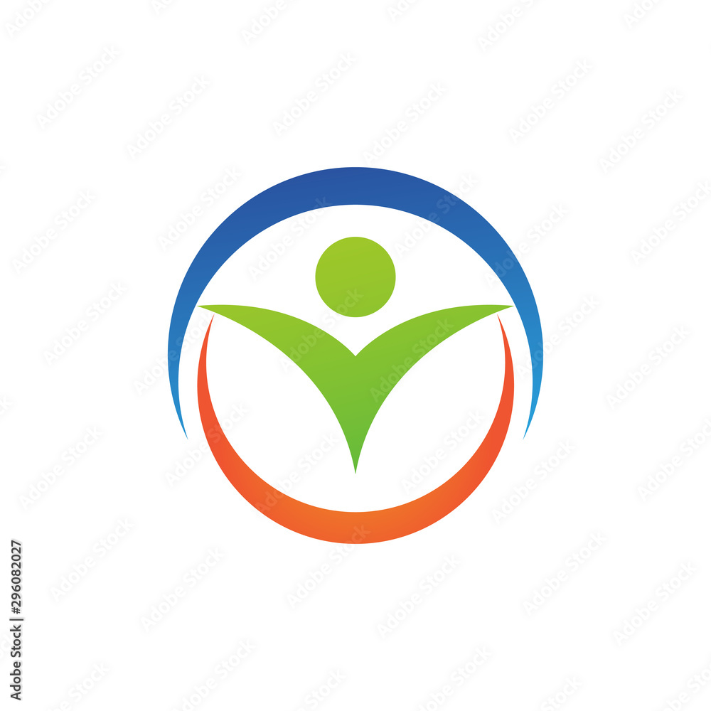 Happy kid child in circle logo, Stock Vector illustration isolated on white background