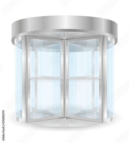 metal revolving doors to enter the building stock vector illustration