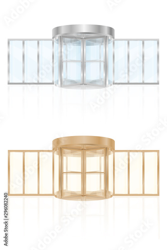metal revolving doors to enter the building stock vector illustration