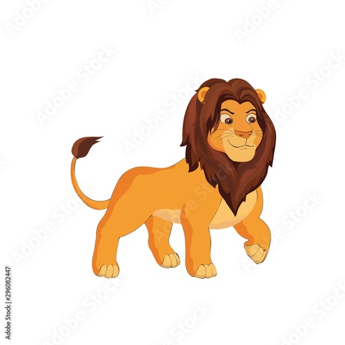 cute lion cartoon on a white background. vector
