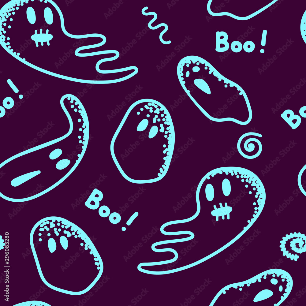 Vector seamless pattern with spooks, ghosts seamless pattern for Halloween. Good for wrapping paper, textile. Vector seamless pattern with spooks, ghosts seamless pattern for Halloween. Good for wrapping paper, textile.