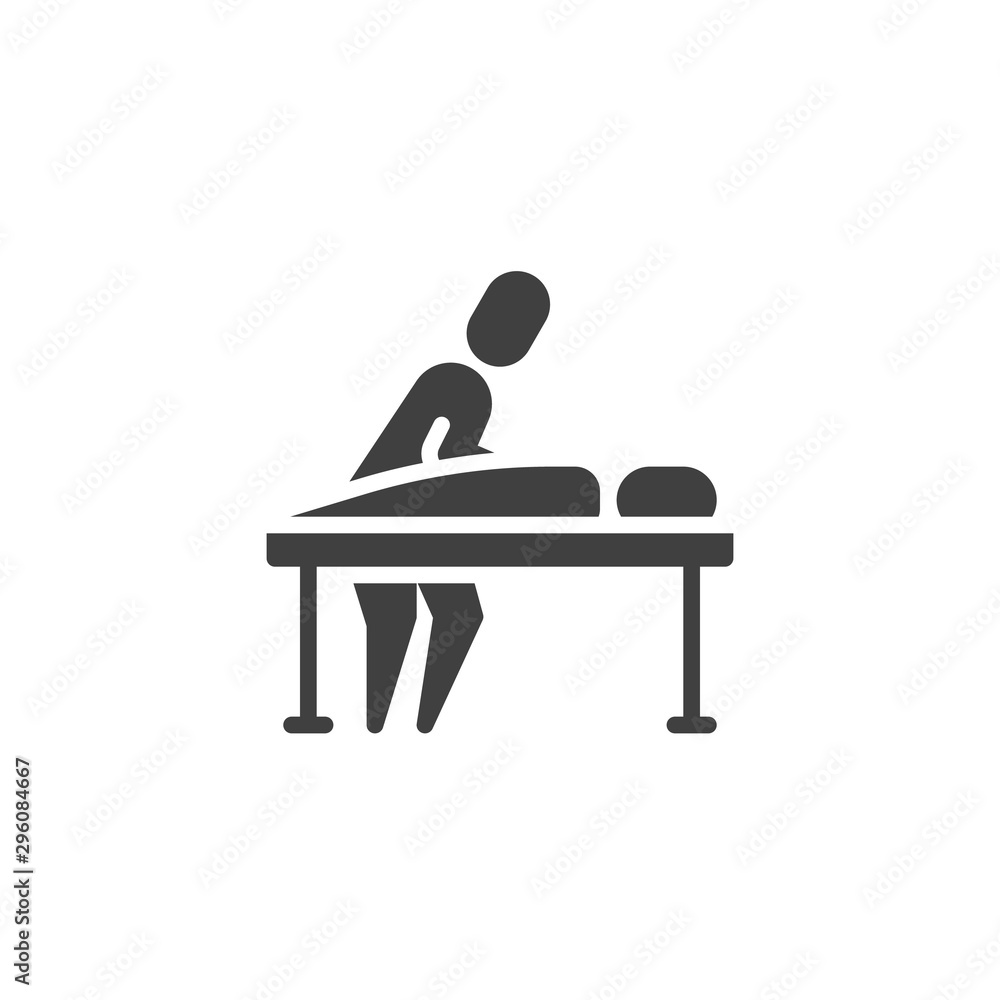 Fototapeta premium Back massage therapy vector icon. filled flat sign for mobile concept and web design. Body massage glyph icon. Symbol, logo illustration. Vector graphics