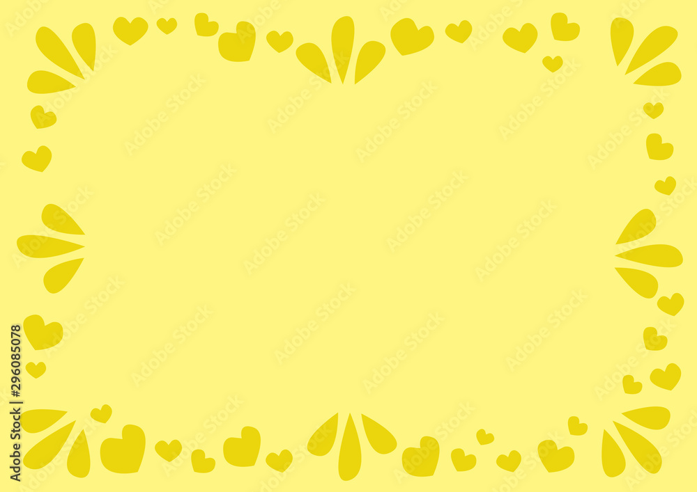 Yellow border background with love and hearts. Layout design for business or leisure project. Flat vector illustration. Yellow border background with love and hearts. Layout design for business or leisure project. Flat vector illustration.