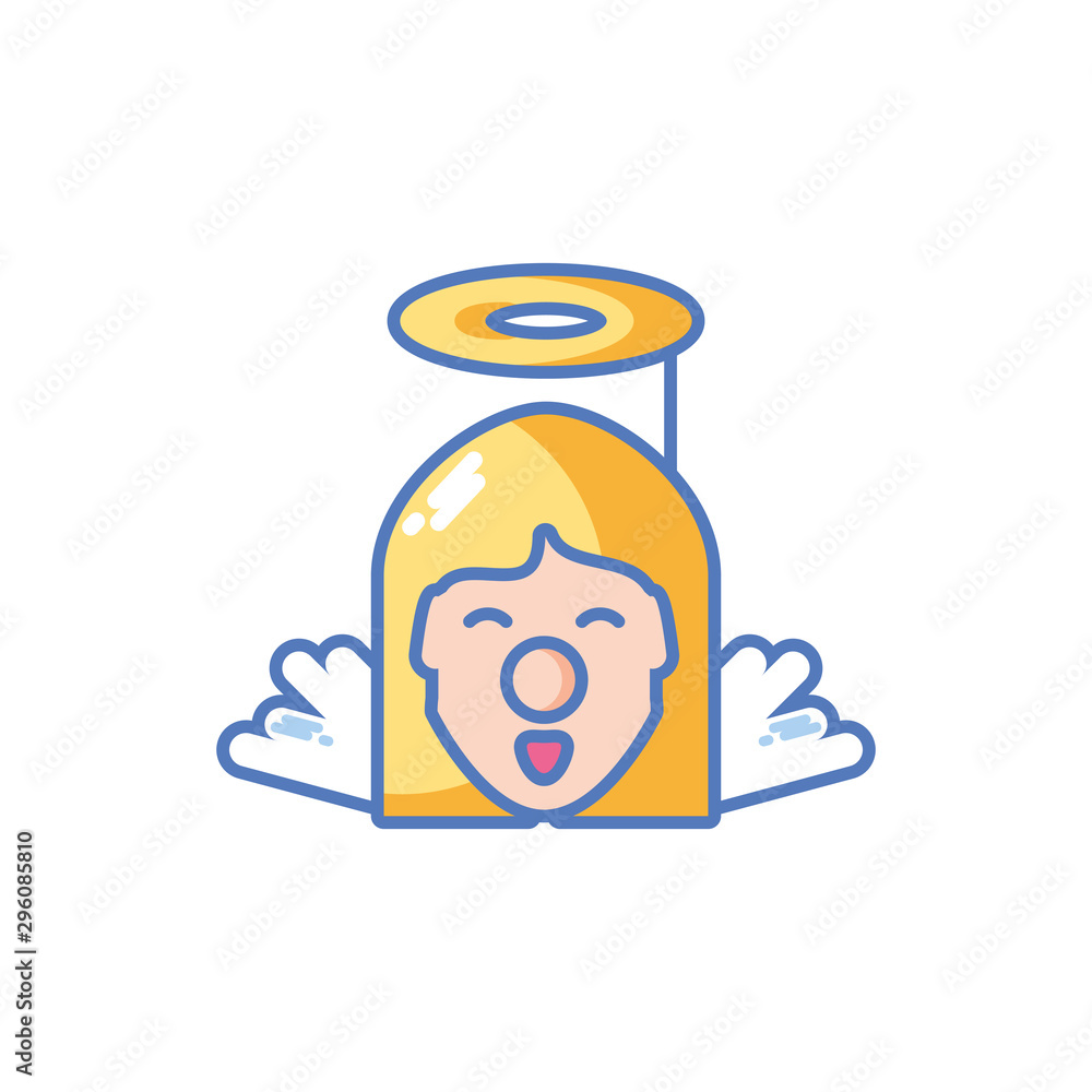 head of cute christmas angel on white background head of cute christmas angel on white background