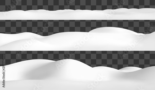 Realistic snow hills landscape. Vector snowdrift illustration. Winter background. photo