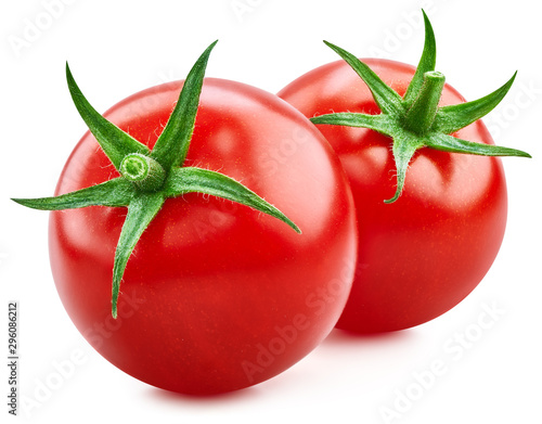 Tomato vegetables isolated on white. Two tomato fruit Clipping Path. Tomato macro photo © PixaHub