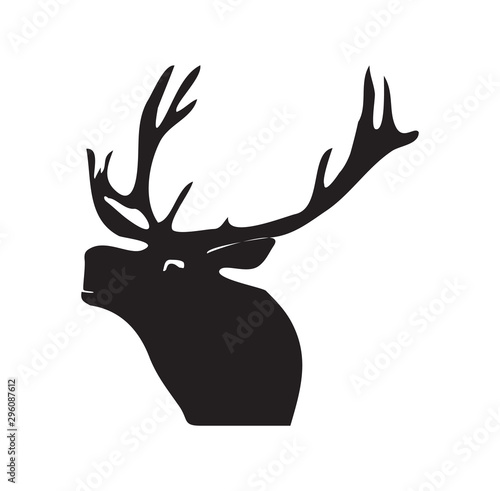 Black silhouette of a deer. Vector illustration on isolated background.