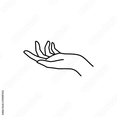 Woman's Hand icon line. Vector Illustration of female hand. Lineart in a trendy minimalist style.