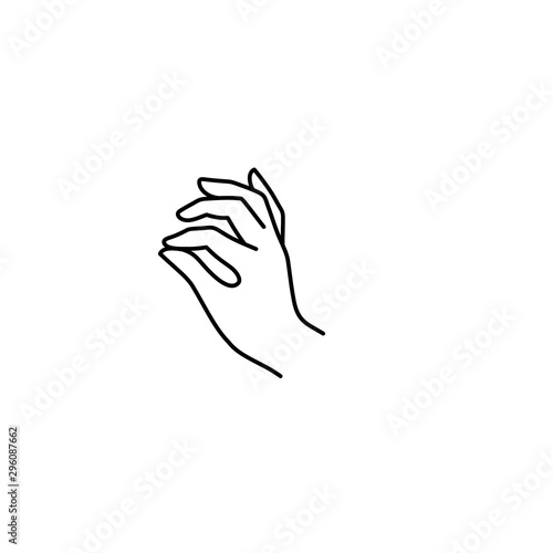 Woman's Hand icon line. Vector Illustration of female hand. Lineart in a trendy minimalist style.