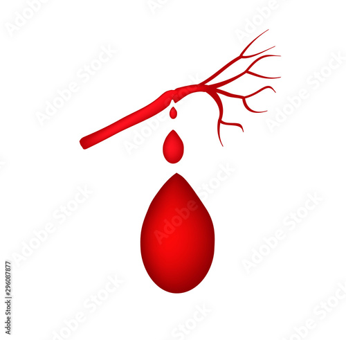 Bleeding. The blood vessel burst. Vector illustration on isolated background.