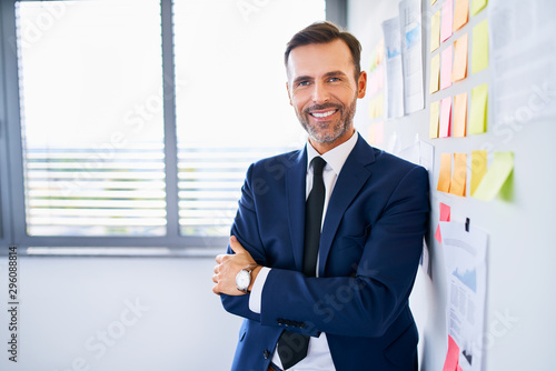 Successful businessman standing in office