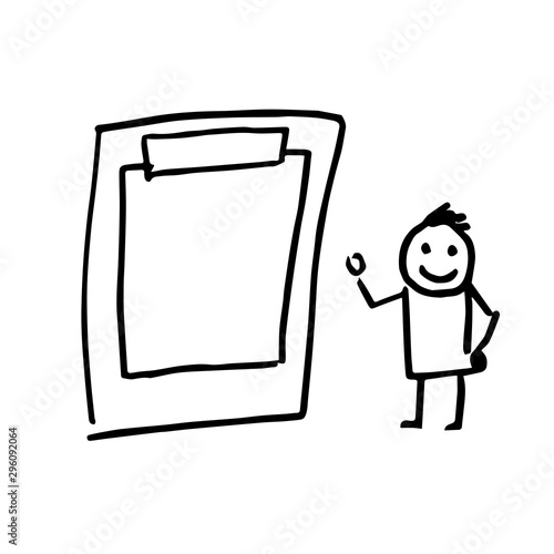 Creative wish list illustration with stick figure isolated on white.