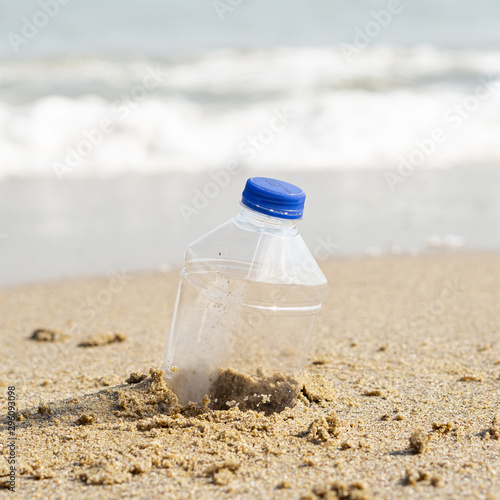 Plastic bottle left on the beach