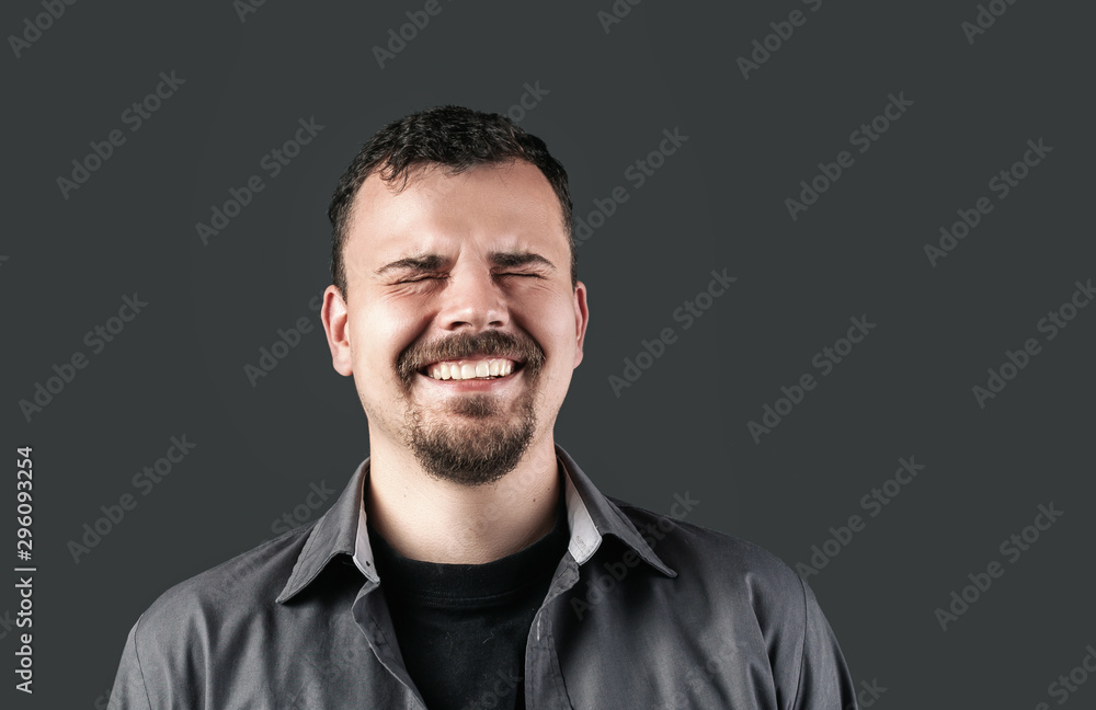 laughing guy with closed eyes laughing guy with closed eyes