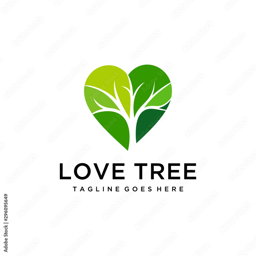 Illustration abstract Tree love logo sign vector logo template