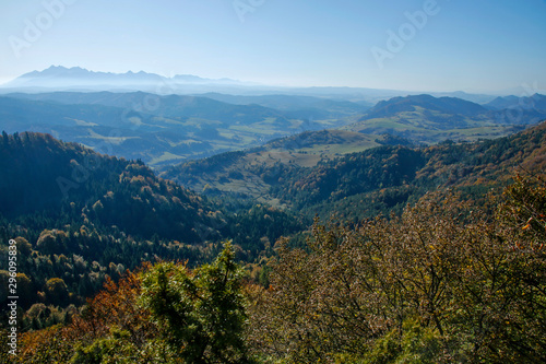 panoramic view of Tatra Mountains seen from Wysoka, Pieniny, Poland