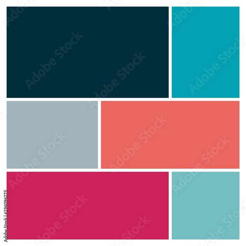Vector Mood Board & Branding Presentation. Creative Theme Mood Board, Logo Template, Collage Frames with Universal Colour Palette. Picture Display & Montage.