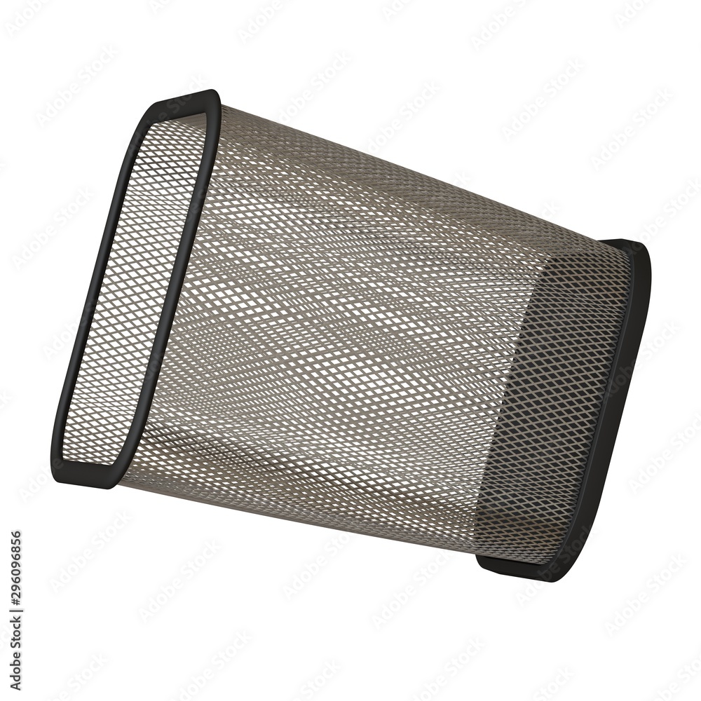 Naklejka premium Wastepaper basket on a white background, isolate. 3D rendering of excellent quality in high resolution. It can be enlarged and used as a background or texture.