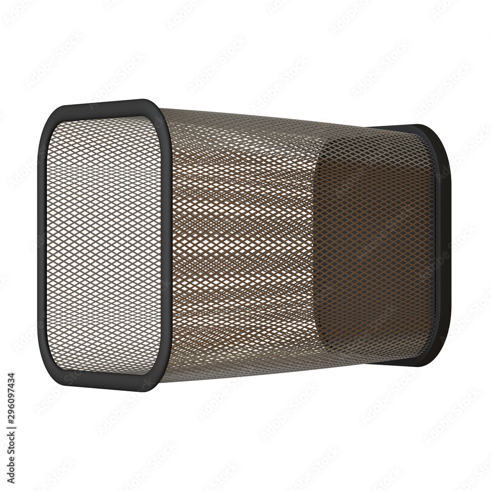 Naklejka premium Wastepaper basket on a white background, isolate. 3D rendering of excellent quality in high resolution. It can be enlarged and used as a background or texture.
