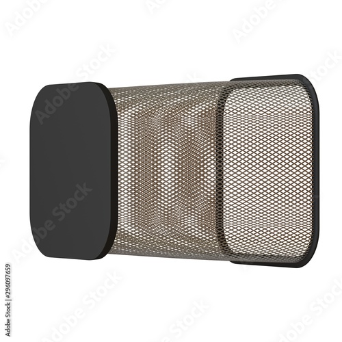 Wastepaper basket on a white background, isolate. 3D rendering of excellent quality in high resolution. It can be enlarged and used as a background or texture.