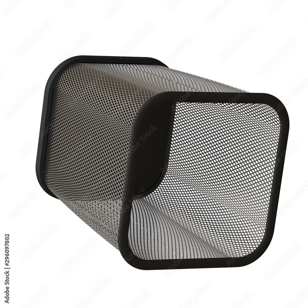 Naklejka premium Wastepaper basket on a white background, isolate. 3D rendering of excellent quality in high resolution. It can be enlarged and used as a background or texture.