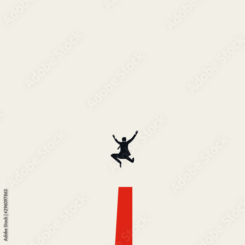 Business success vector illustration with businessman jumping in the air. Symbol of achievement, ambition, motivation, leadership and successful career.