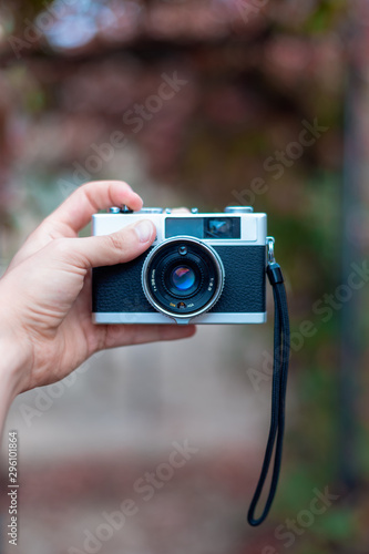 Selfie with vintage film telemetry camera
