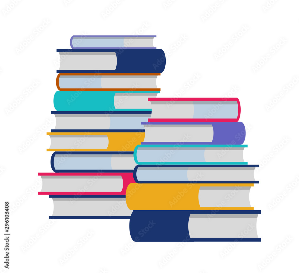 Color books stack flat illustration, flat cartoon paper book stacked isolated image. Vector icon Eps 10 Color books stack flat illustration, flat cartoon paper book stacked isolated image. Vector icon Eps 10