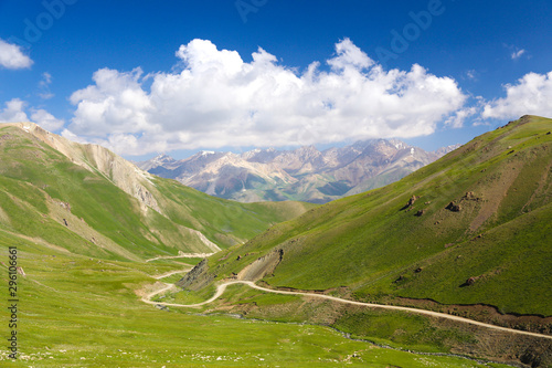 Road in Tian Shan Mountains in eastern Kyrgyzstan near Kochkor photo